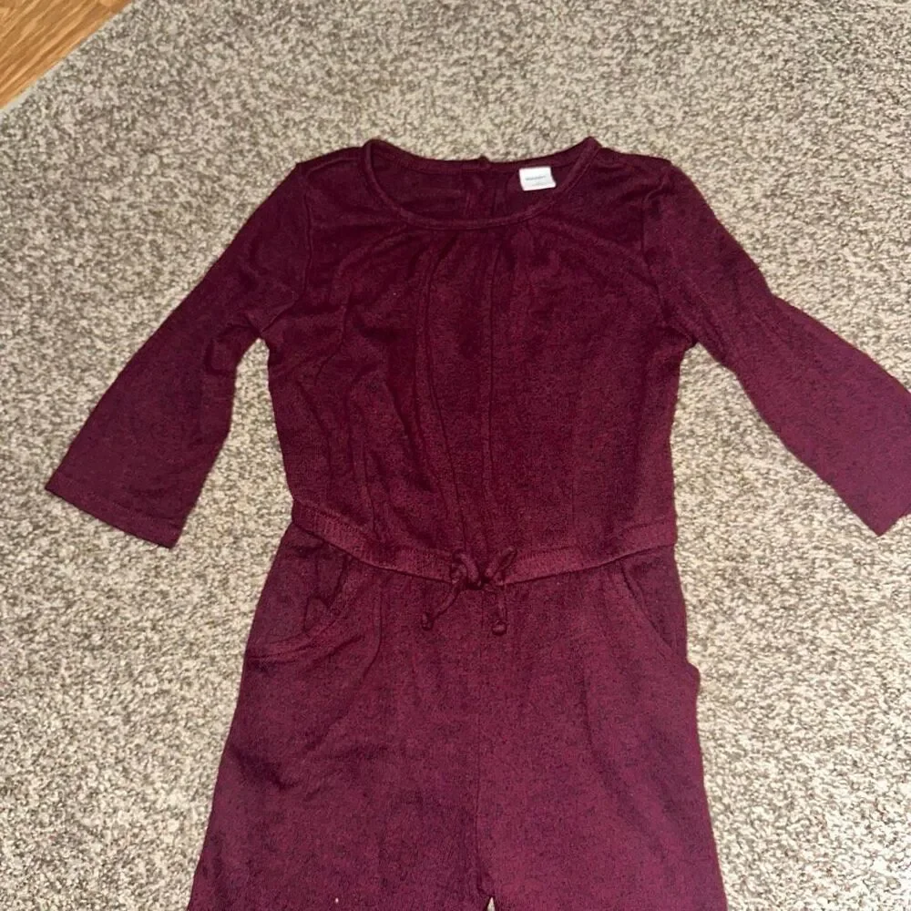 Girls 4T Old Navy Romper Burgundy Long Sleeve Jumpsuit Toddler Outfit